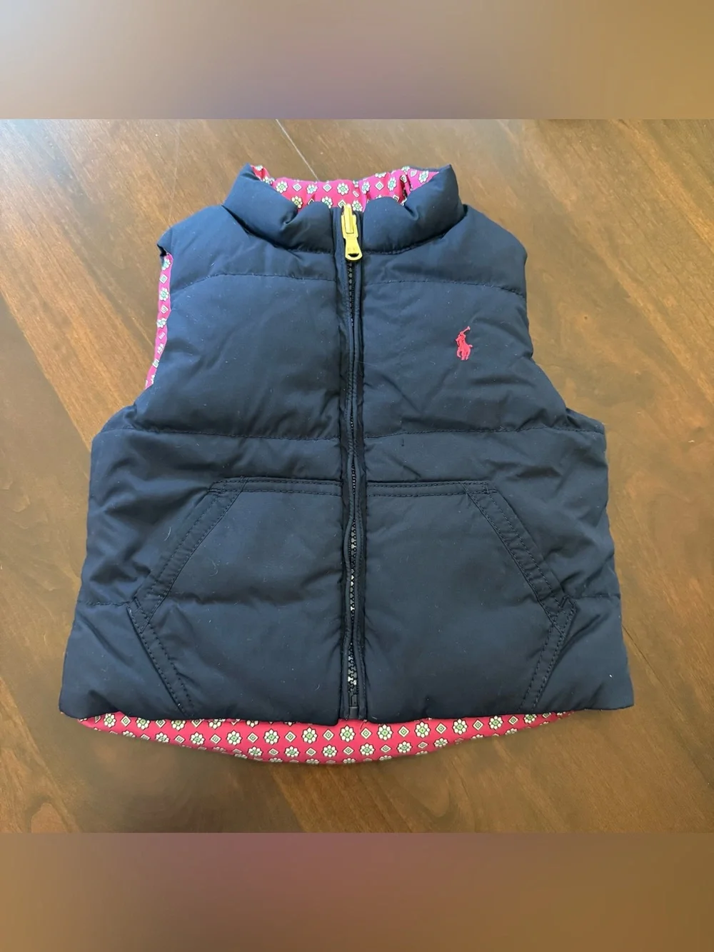 Reversible Ralph Lauren baby reversible Vest navy pink 18M